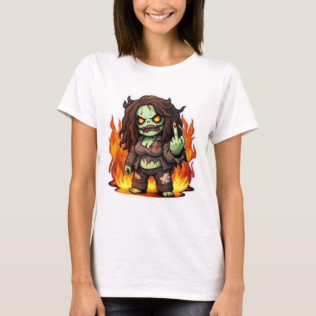 ZOMBIE ELD flicka kraft halloween enkel kostymidé T Shirt (Framsida)