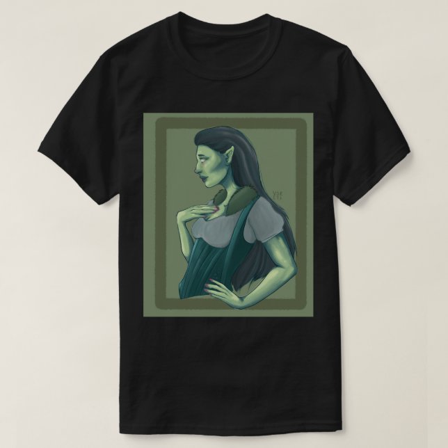Zombie Elf Fantasy Tecknad Bok Art T Shirt (Design framsida)