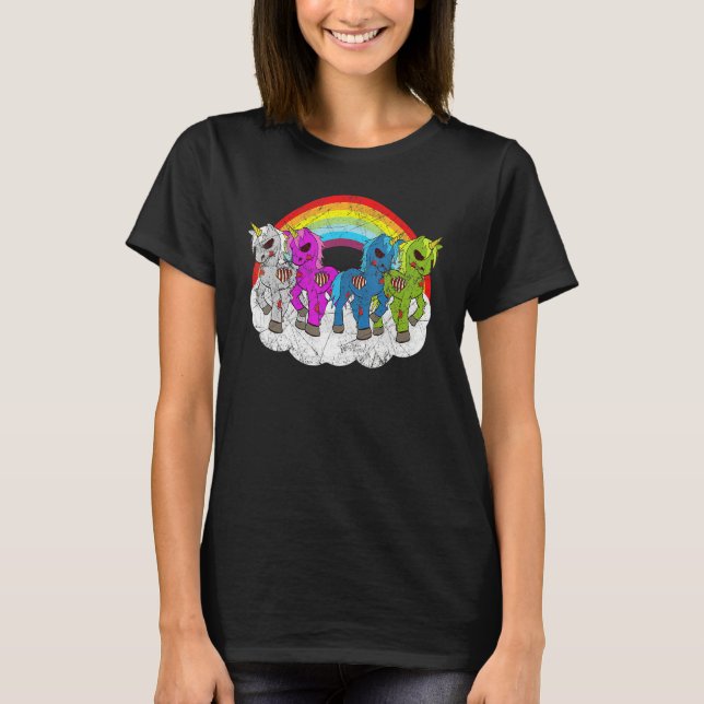 Zombie Enhörning Apokalyps Varelser Halloween Zomb T Shirt (Framsida)