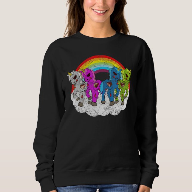 Zombie Enhörning Apokalyps Varelser Halloween Zomb T Shirt (Framsida)