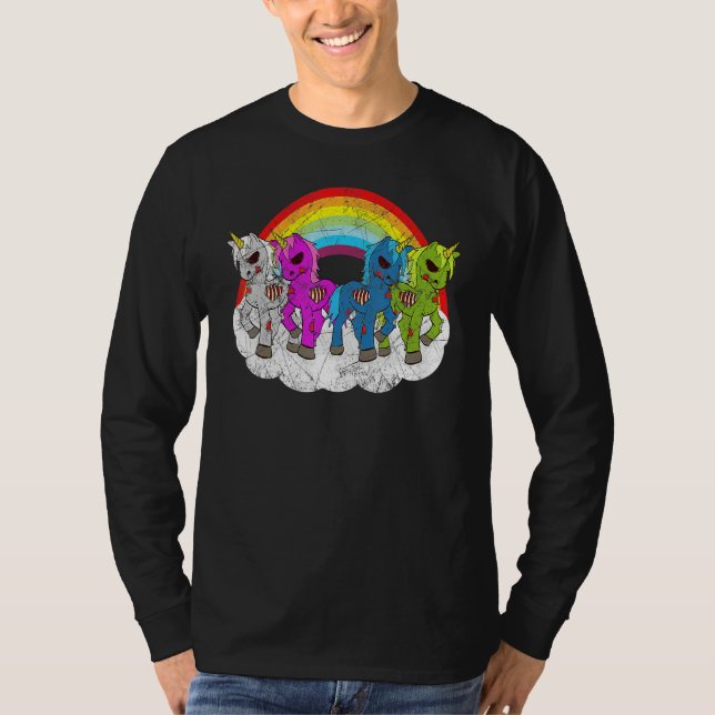 Zombie Enhörning Apokalyps Varelser Halloween Zomb T Shirt (Framsida)