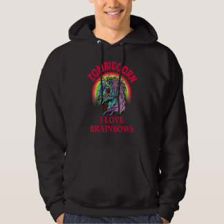 Zombie Enhörning Jag älskar Brainbows Gotisk Goth Hoodie