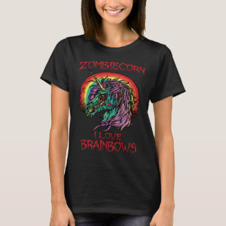 Zombie Enhörning Jag älskar Hjärnregnbågar Hallowe T Shirt