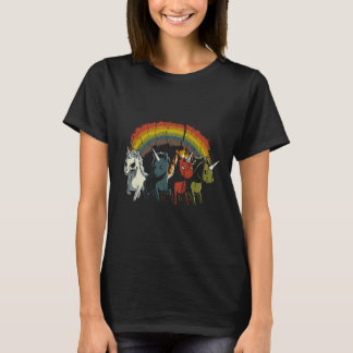 Zombie Enhörningar Apokalyps Regnbåge Skrämmande D T Shirt