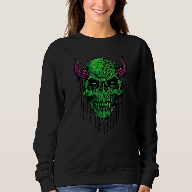 Zombie Evil Skull Halloween vibes T Shirt (Framsida)