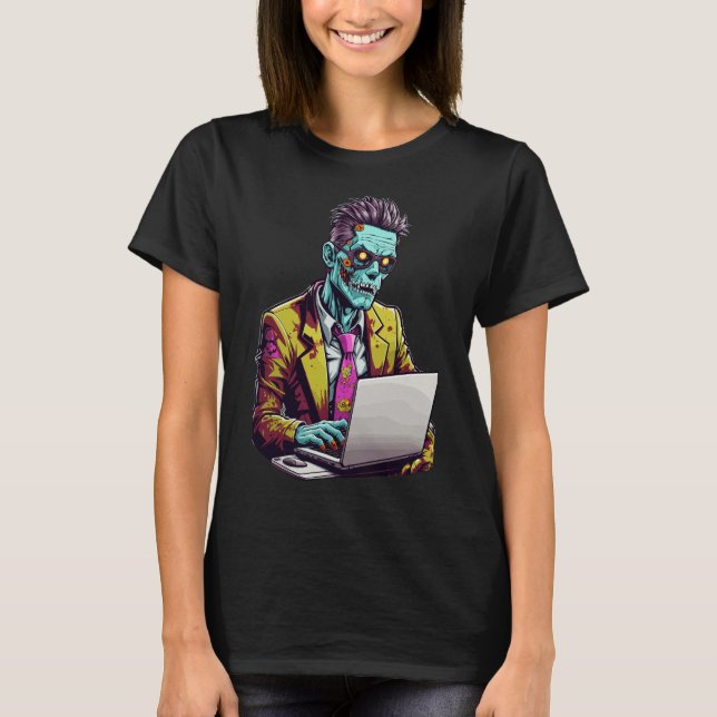 Zombie Executive: Arbeta övertid | Halloween T Shirt (Framsida)