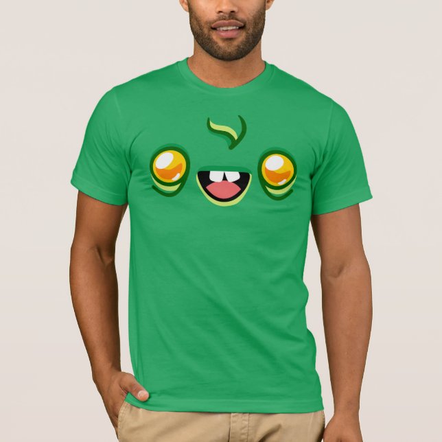 Zombie Face - Happy Jump Bella+Canvas Green T Shirt (Framsida)