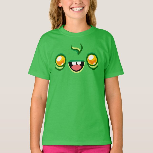Zombie Face - Happy Jump Kids Green T Shirt (Framsida)