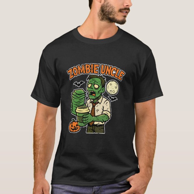 Zombie Farbror med Kaffe T Shirt (Framsida)