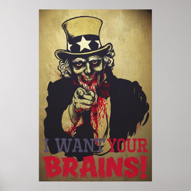 Zombie farbror Sam Print Poster (Framsidan)