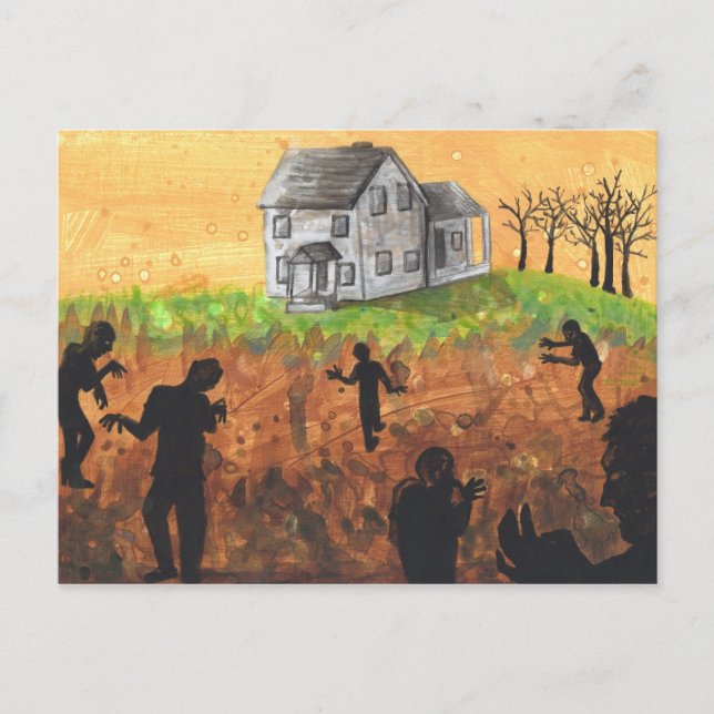 Zombie Farm silhouette mörk art skräckvykort Vykort (Framsida)