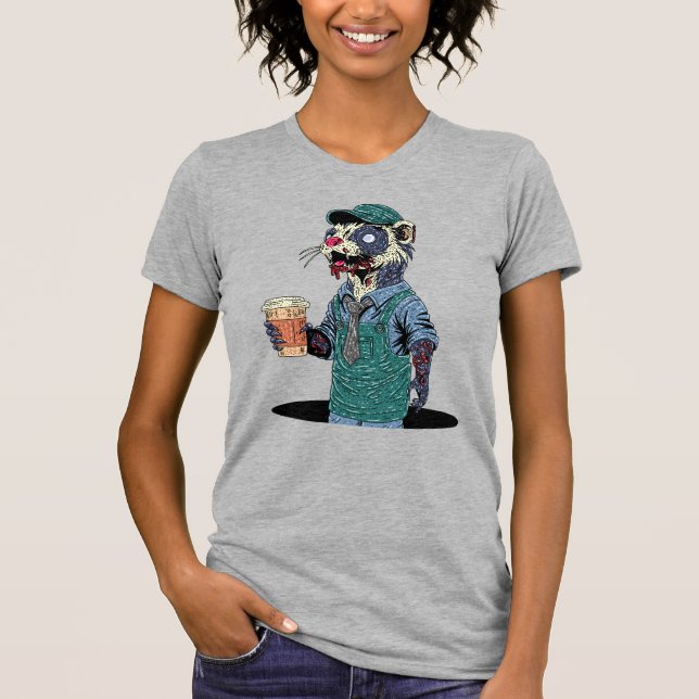 Zombie Ferret Barista T Shirt (Framsida)