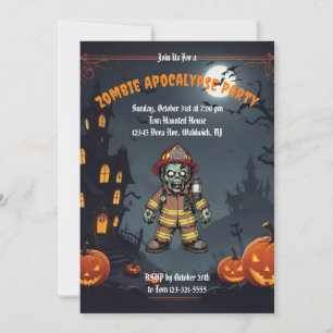 Zombie Firefighter. Zombie Apocalypse Party Inbjudningar