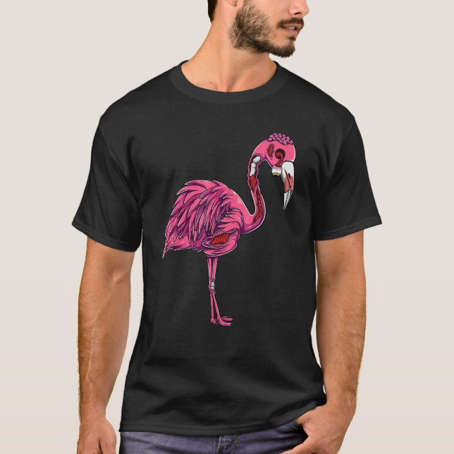 Zombie Flamingo Kuslig Obehaglig Halloween Kostym  T Shirt (Framsida)