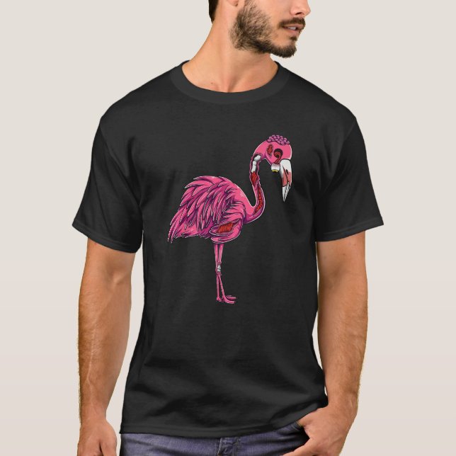 Zombie Flamingo Kuslig Obehaglig Halloween Kostym  T Shirt (Framsida)