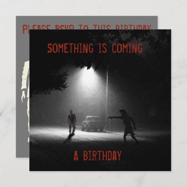 ZOMBIE FÖDELSEDAGSFEST INBJUDAN av Jetpackcorps (Fram/baksida)