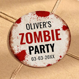 Zombie födelsedagsfest med rostbildning och blod runt klistermärke
