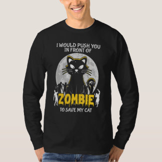 Zombie för att rädda min katt Halloween T Shirt