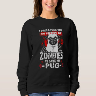 Zombie För Att Rädda Min Pug Hund Halloween T Shirt