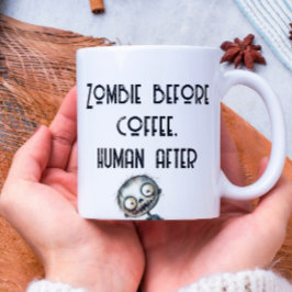 Zombie Före kaffe White Halloween Coffee Mugg