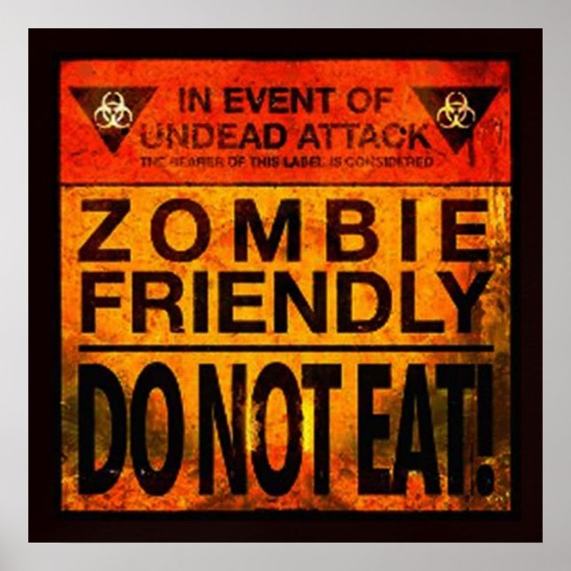 Zombie Friendly äter inte Poster (Framsidan)