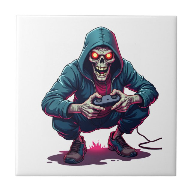 Zombie Gamer � Funny Halloween Gaming Shirt Kakelplatta (Framsidan)
