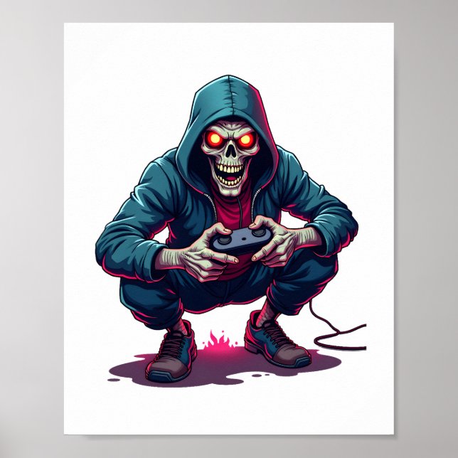 Zombie Gamer - Funny Halloween Gaming Shirt Poster (Framsidan)