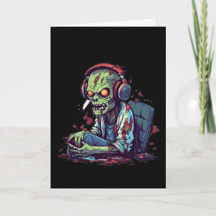Zombie Gamer Halloween Costume Gaming Video-spel C Kort