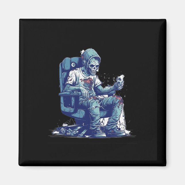 Zombie Gamer Halloween Costume Gaming Video-spel C Magnet (Framsidan)