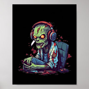 Zombie Gamer Halloween Costume Gaming Video-spel C Poster