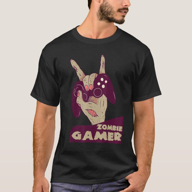 zombie gamer hand of grab with controller gaming c t shirt (Framsida)