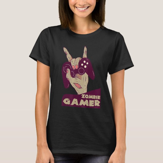 zombie gamer hand of grab with controller gaming c t shirt (Framsida)