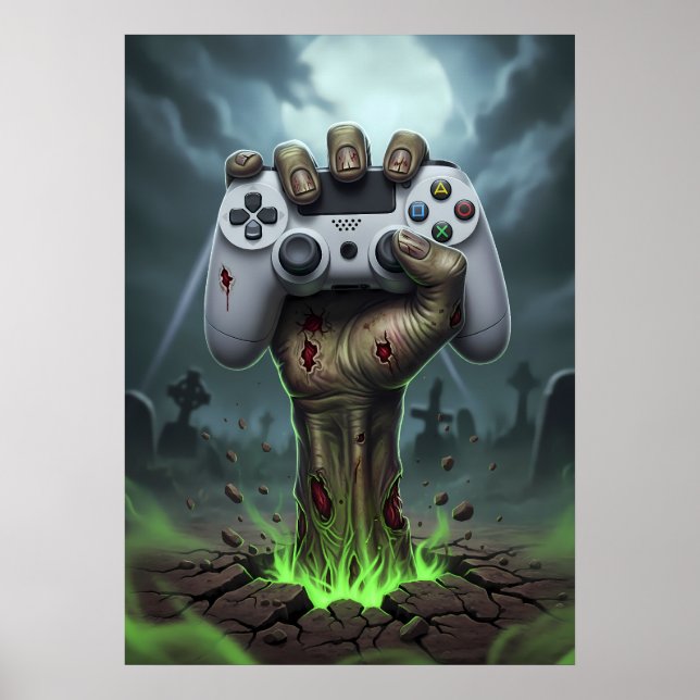 Zombie Gamer Hand - Undead Controller Grip Poster (Framsidan)