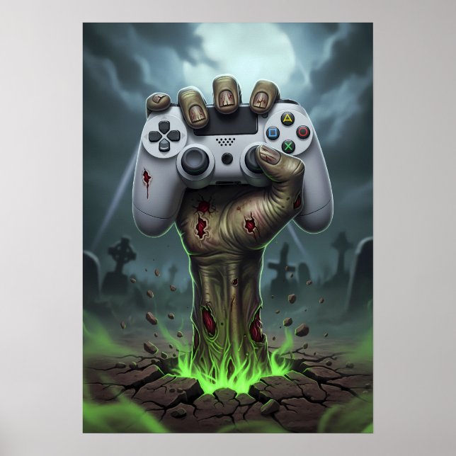Zombie Gamer Hand - Undead Controller Grip Poster (Framsidan)