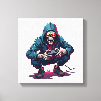 Zombie Gamer � Rolig Halloween Gaming Tröja Canvastryck