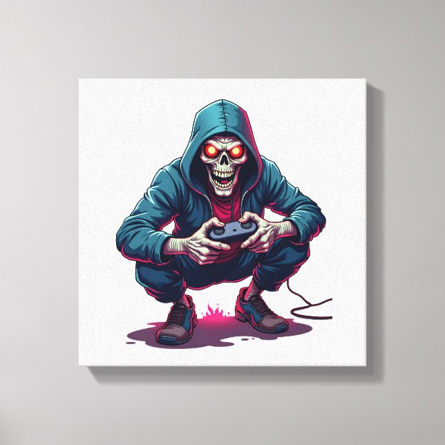 Zombie Gamer � Rolig Halloween Gaming Tröja Canvastryck (Framsida)