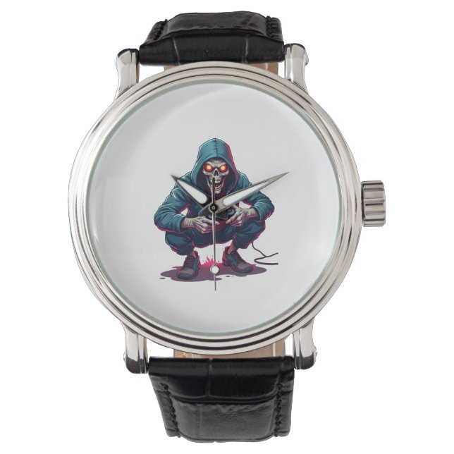 Zombie Gamer � Rolig Halloween-speltröja Armbandsur (Framsida)