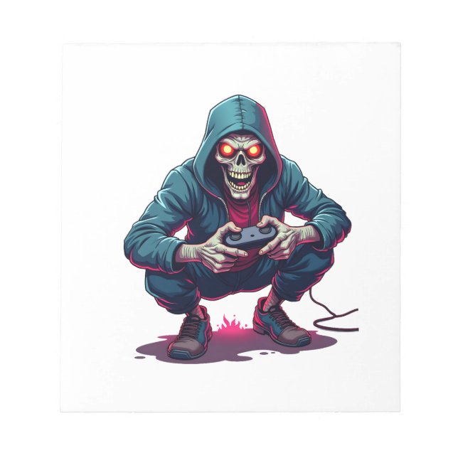 Zombie Gamer � Rollig Halloween-speltröja Anteckningsblock (Framsida)