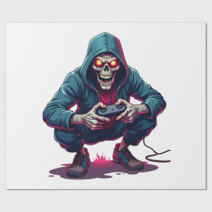 Zombie Gamer � Rollig Halloween-tröja för spelare Presentpapper