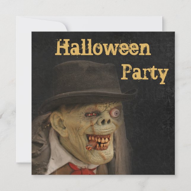 Zombie Gentleman & Cigar Halloween Dubbelsidig Inbjudningar (Framsida)