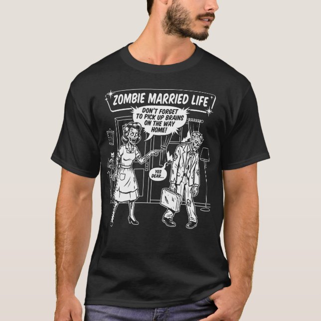 Zombie-gift T-shirt för roliga gifta par (Framsida)