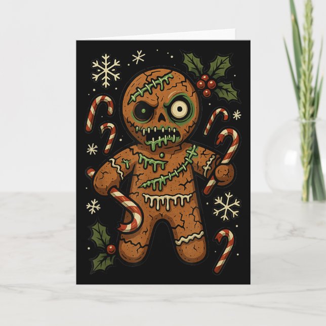 Zombie Gingerbread Man Christmas Zombie  Kort (Framsida)