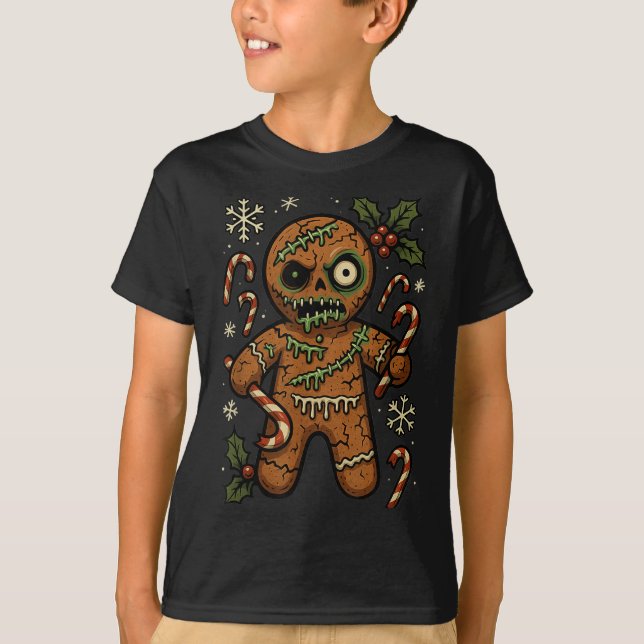 Zombie Gingerbread Man Christmas Zombie  T Shirt (Framsida)