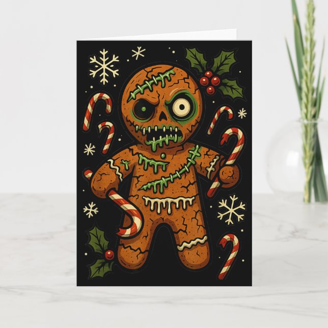 Zombie Gingerbread Man Christmas Zombie T Shirt  Kort (Framsida)