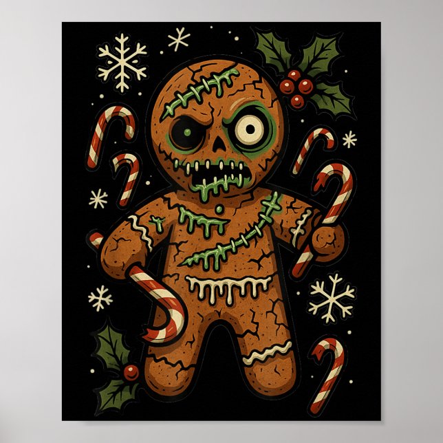 Zombie Gingerbread Man Jul Zombie  Poster (Framsidan)