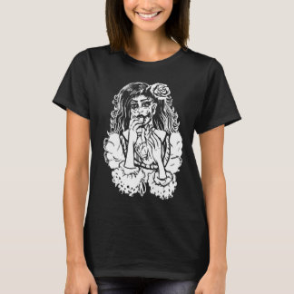 Zombie Girl Eating Heart Victorian Gothic Punk T Shirt