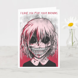 Zombie Girl Horror Stil Funny Valentine Day Kort