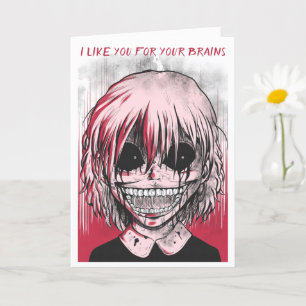 Zombie Girl Horror Stil Funny Valentine Day Kort