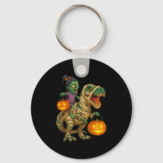 Zombie Girl Riding Mummy T Rex Halloween Kids Tric Nyckelring