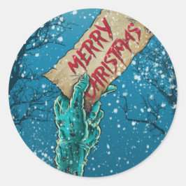 Zombie God jul Helgdag Runt Klistermärke